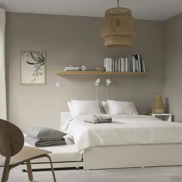 Bild 3 von VIHALS Bettgestell mit 1Unterbett, weiß/Luröy, 140x200 cm