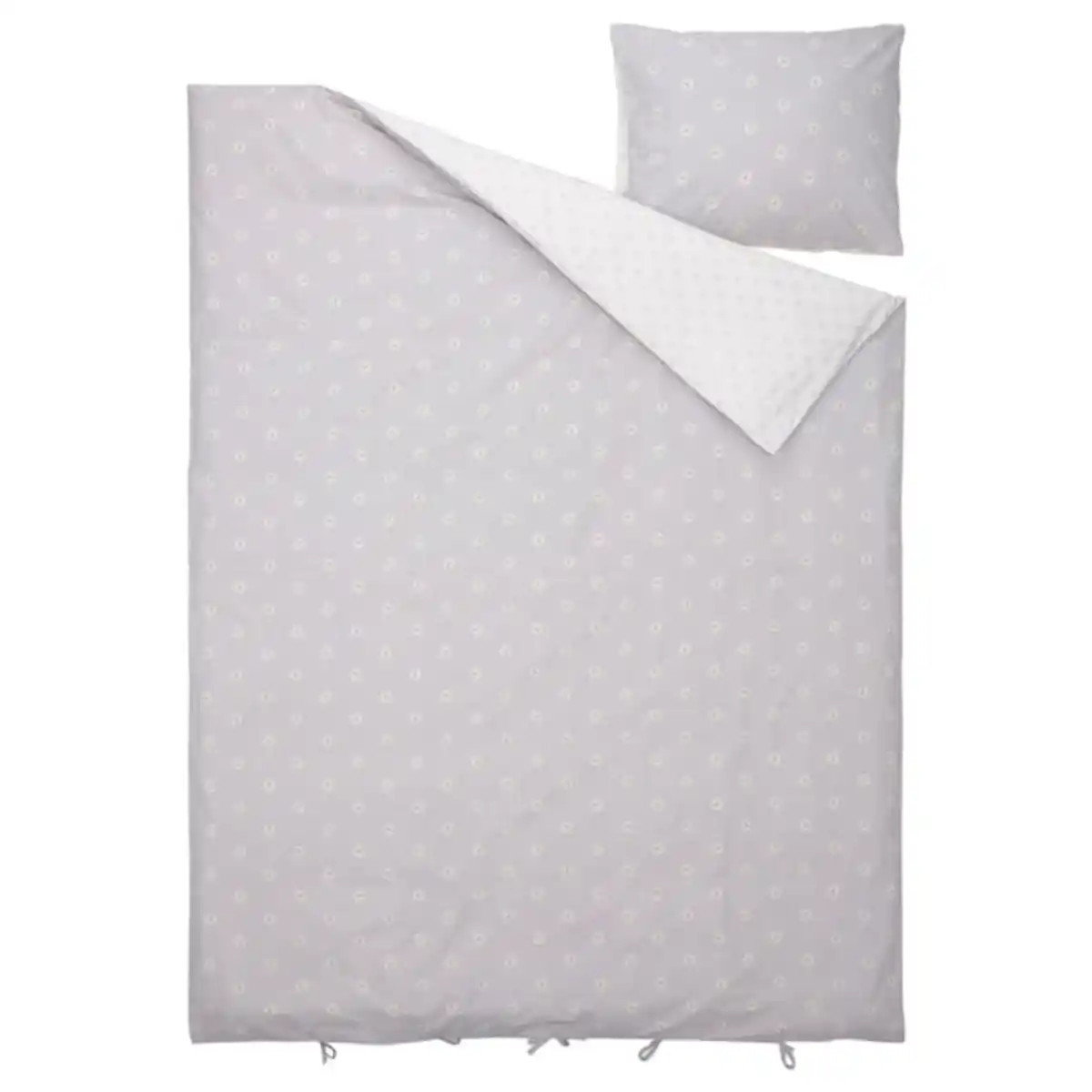Bild 2 von NATTSLÄNDA Bettwäsche-Set, 2-teilig, Blumenmuster grau/weiß, 140x200/80x80 cm