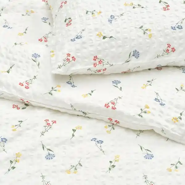 Bild 2 von PILDVÄRGMAL Bettwäsche-Set, 2-teilig, weiß/Blumenmuster, 155x220/80x80 cm