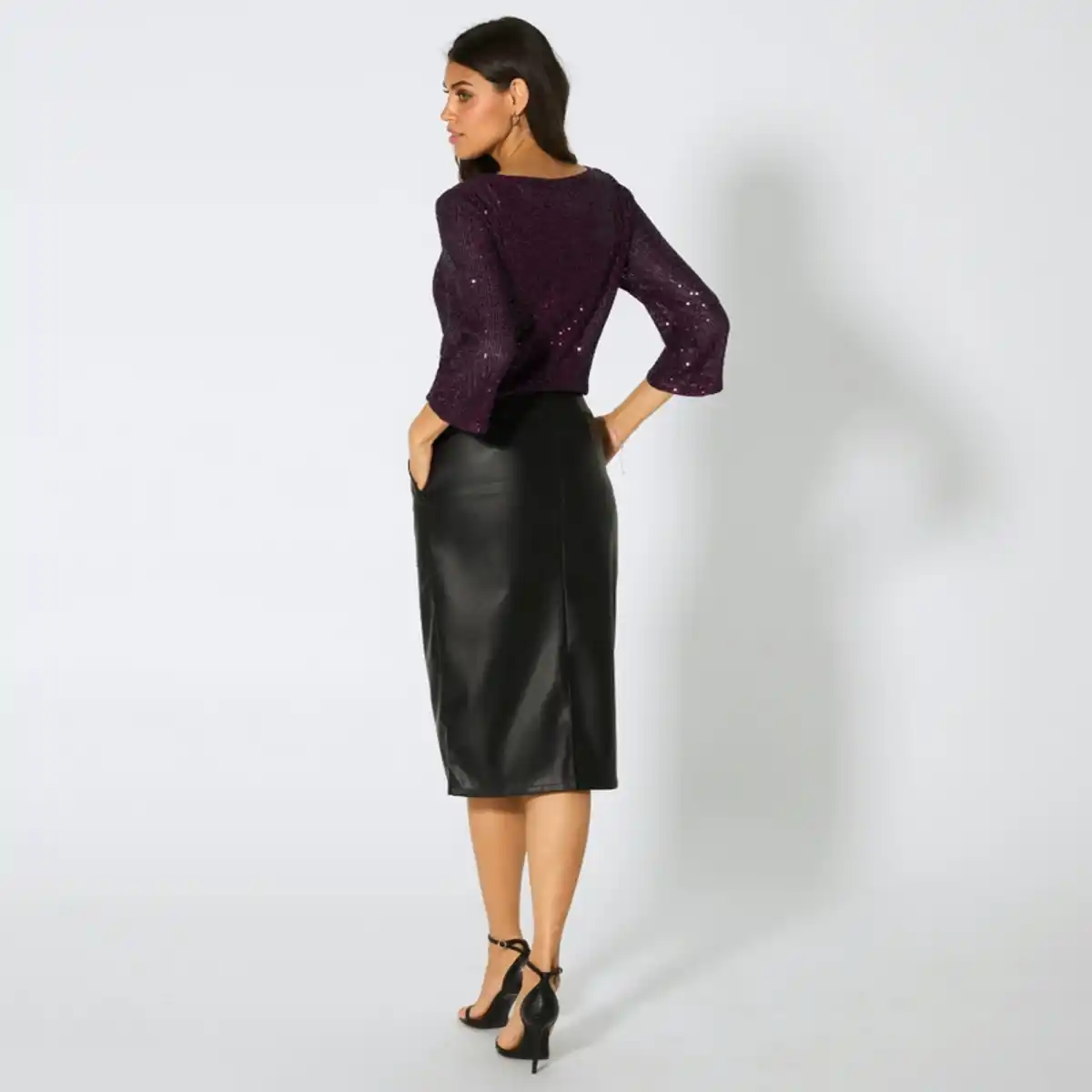 Bild 4 von Damen-Kunstleder-Rock in Midi-Länge