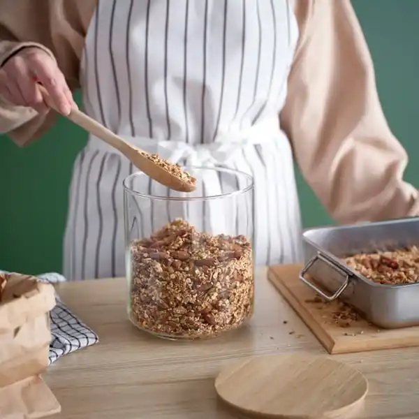 Bild 2 von EKLATANT Dose mit Deckel, Klarglas/Bambus, 2.3 l