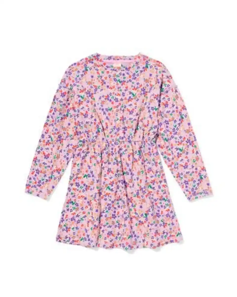 Bild 2 von Kinderkleid gerippt mit Blumen lavendel