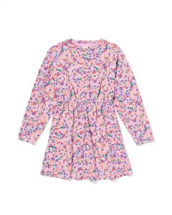 Bild 2 von Kinderkleid gerippt mit Blumen lavendel