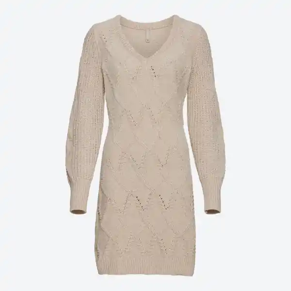 Bild 2 von Damen-Chenille-Strickkleid mit Zopfstickmuster