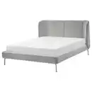 Bild 1 von TUFJORD Bettgestell, gepolstert, Tallmyra weiß/schwarz/Leirsund, 160x200 cm