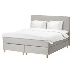 DUNVIK Boxspringbett, Valevåg mittelfest/Nisseholm Gunnared beige, 160x200 cm
