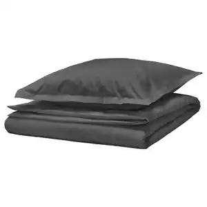 HAMPFLOCKEL Bettwäsche-Set, 2-teilig, dunkelgrau, 140x200/80x80 cm