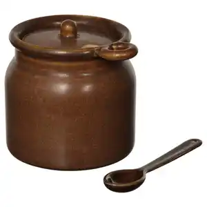 KÖSSEBÄR Gefäß mit Löffel, braun, 0.3 l