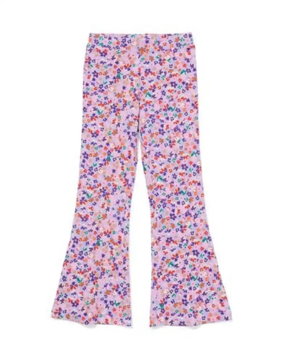 Bild 2 von Ausgestellte Kinderleggings gerippt mit Blumen lavendel