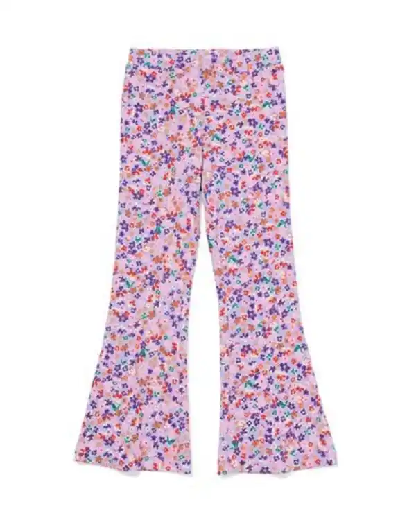 Bild 2 von Ausgestellte Kinderleggings gerippt mit Blumen lavendel