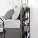 Bild 4 von BRIMNES Bettgestell, Kopfteil und Schublade, grau/Leirsund, 140x200 cm