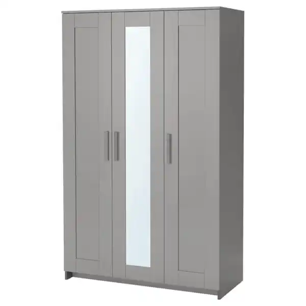 Bild 1 von BRIMNES Kleiderschrank 3-türig, grau, 117x190 cm