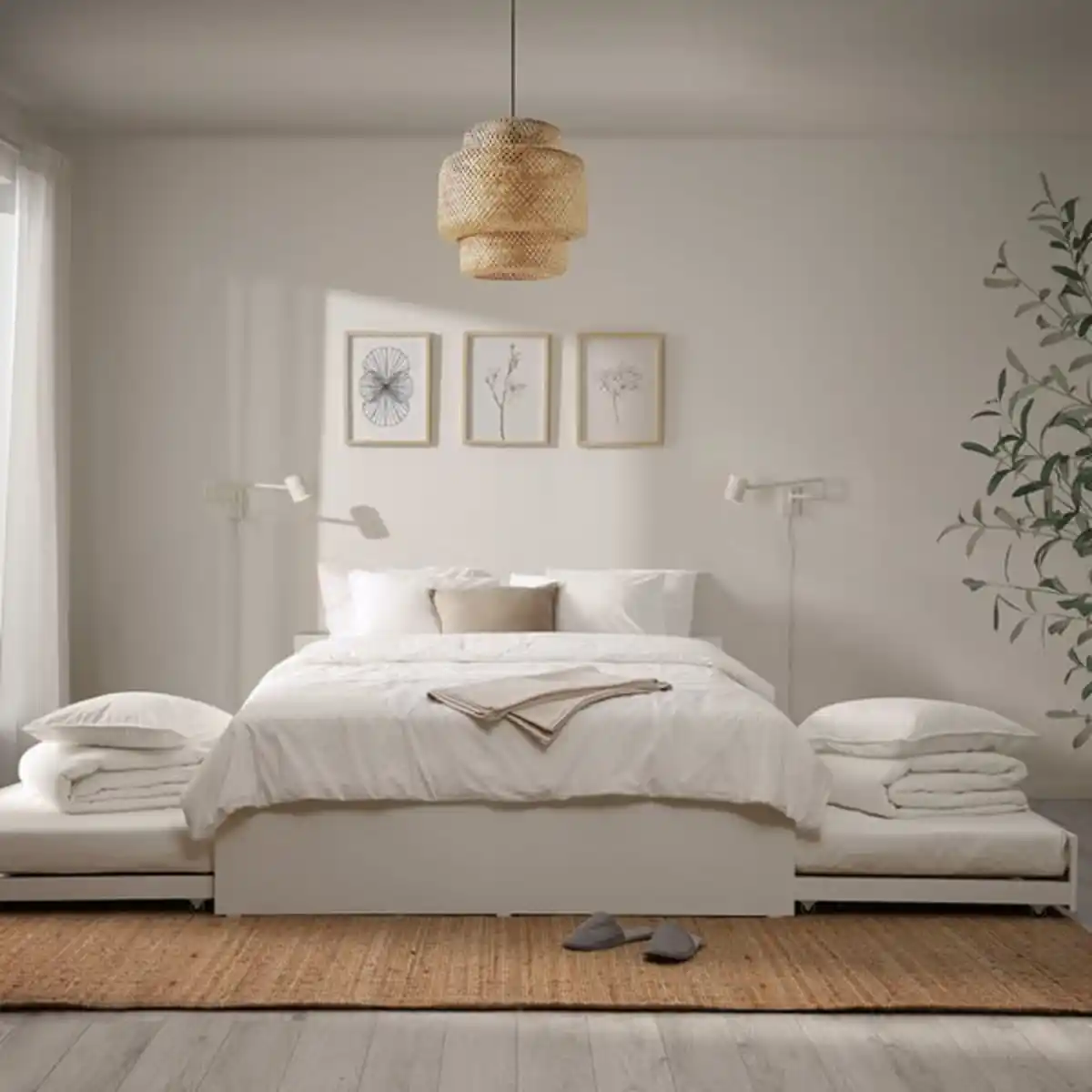 Bild 2 von VIHALS Bettgestell mit 2 Unterbetten, weiß/Luröy, 180x200 cm