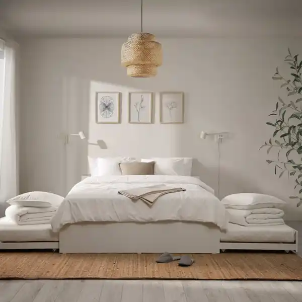 Bild 2 von VIHALS Bettgestell mit 2 Unterbetten, weiß/Luröy, 180x200 cm