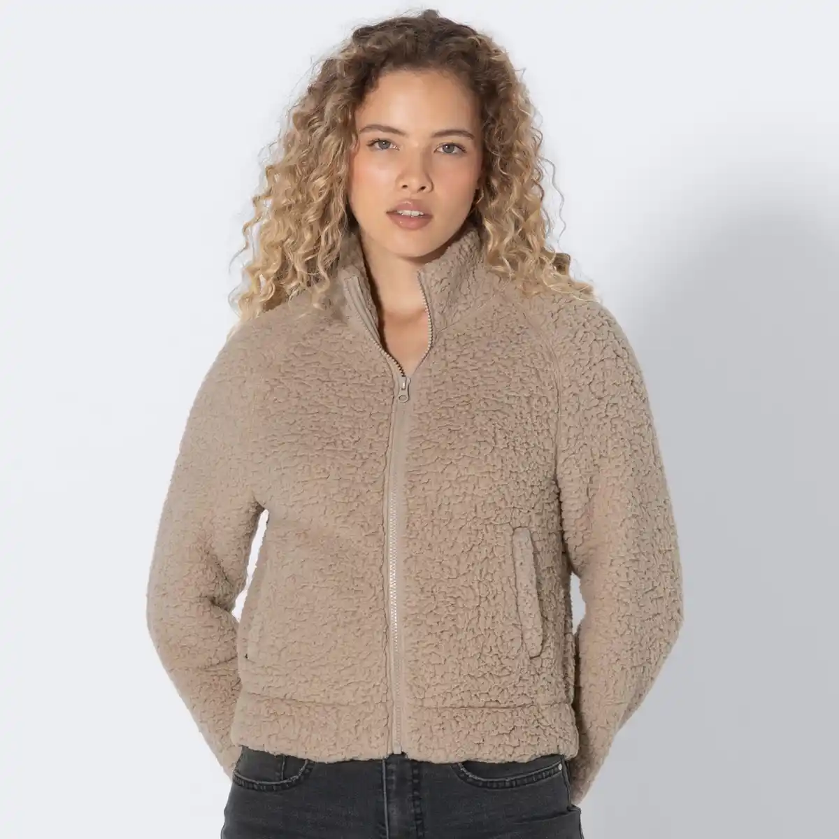 Bild 1 von Damen-Teddy-Fleece-Jacke mit Stehkragen