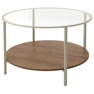 VITTSJÖ Couchtisch, hellbeige/Glas, 75 cm