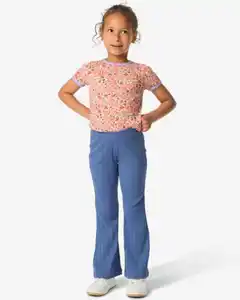 Ausgestellte Kinderleggings mit Rippstruktur blau