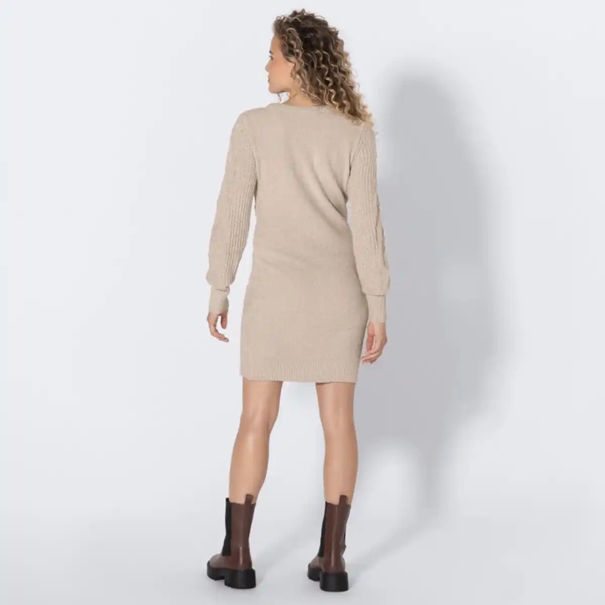 Bild 4 von Damen-Chenille-Strickkleid mit Zopfstickmuster