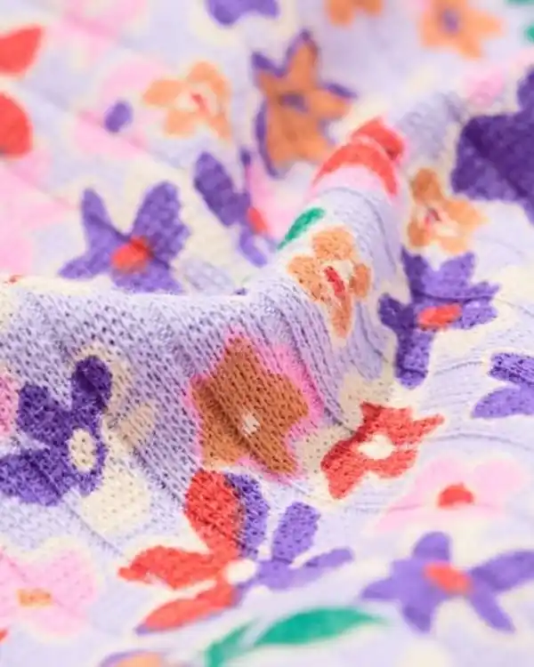 Bild 3 von Kinderkleid gerippt mit Blumen lavendel