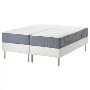 ESPEVÄR/VÅGSTRANDA Boxbett, weiß/fest/mittelfest hellblau, 180x200 cm