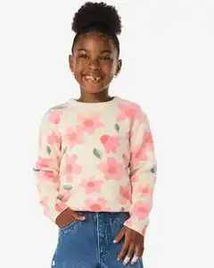 Kinderpullover, Blumen ecru