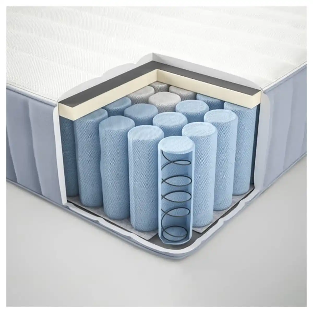 Bild 3 von LYNGÖR Boxbett, Valevåg fest/hellblau dunkelgrau, 90x200 cm