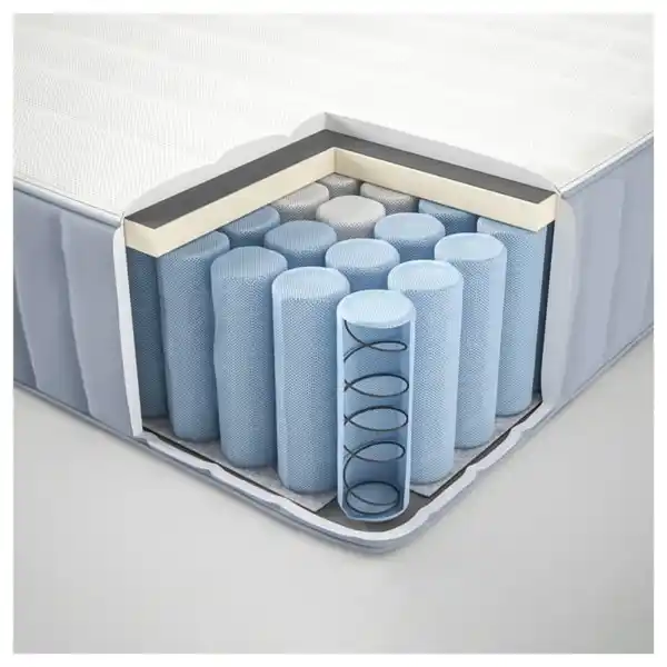 Bild 3 von LYNGÖR Boxbett, Valevåg fest/hellblau dunkelgrau, 90x200 cm