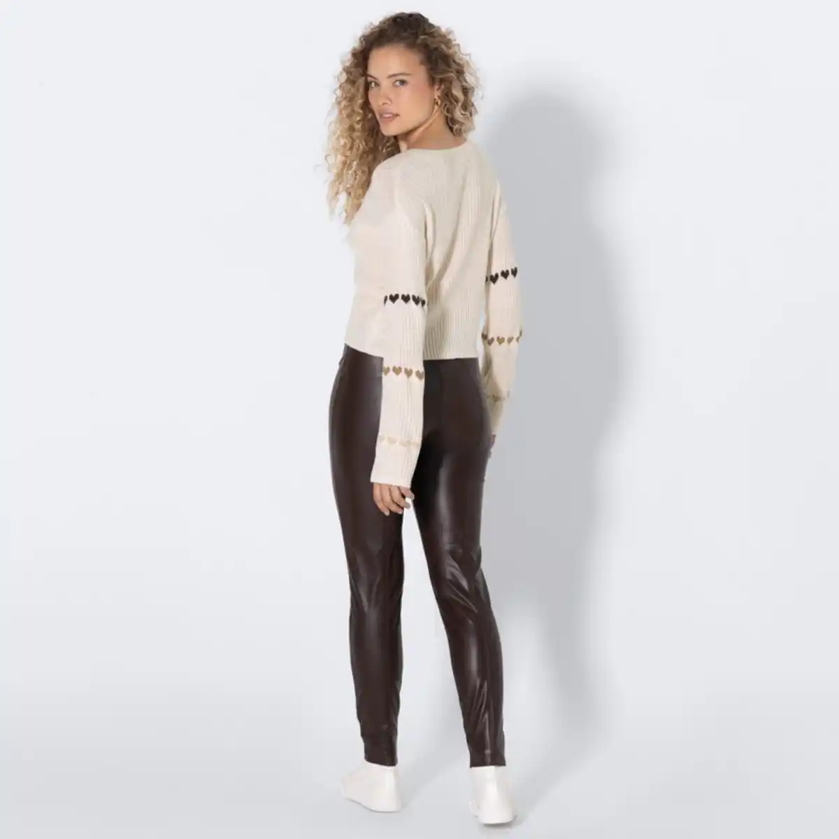 Bild 4 von Damen-PU-Leggings mit Ziernaht