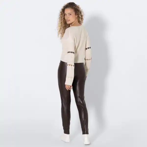 Bild 4 von Damen-PU-Leggings mit Ziernaht