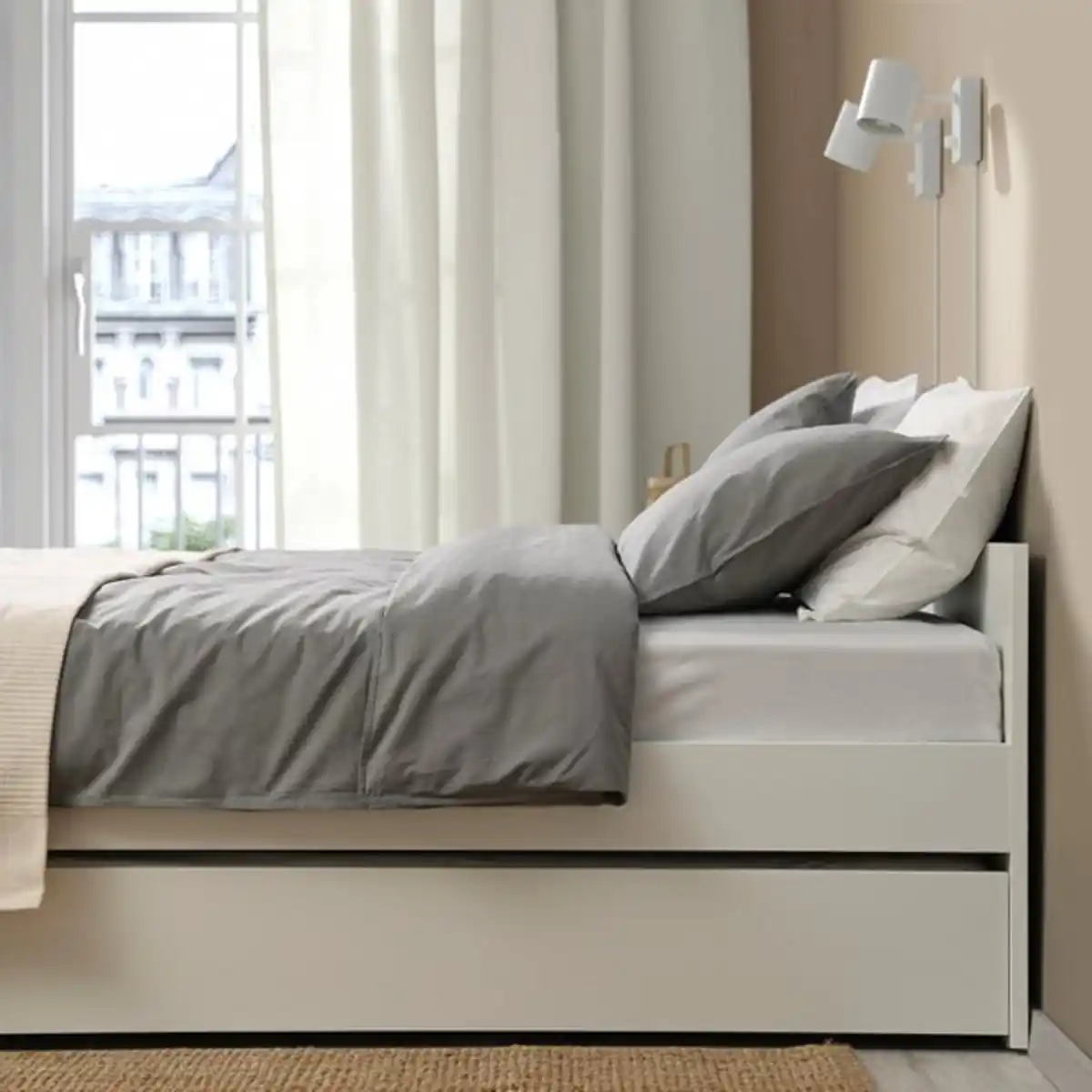 Bild 4 von VIHALS Bettgestell mit 1Unterbett, weiß/Luröy, 140x200 cm