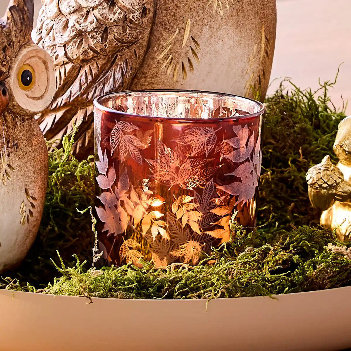 Bild 1 von Kerzenglas mit Blätterdesign, ca. 8/12,5 cm