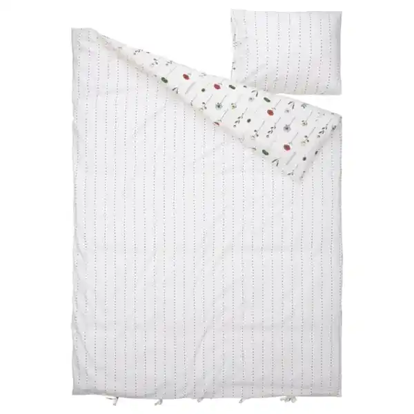 Bild 3 von NATTSLÄNDA Bettwäsche-Set, 2-teilig, Blumenmuster bunt, 140x200/80x80 cm