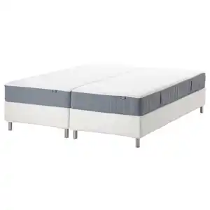ESPEVÄR/VESTERÖY Boxbett, weiß/fest/mittelfest hellblau, 180x200 cm