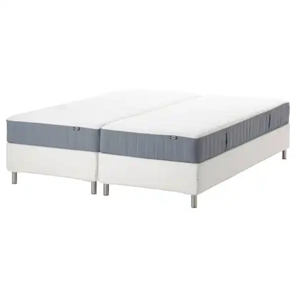 Bild 1 von ESPEVÄR/VESTERÖY Boxbett, weiß/fest/mittelfest hellblau, 180x200 cm