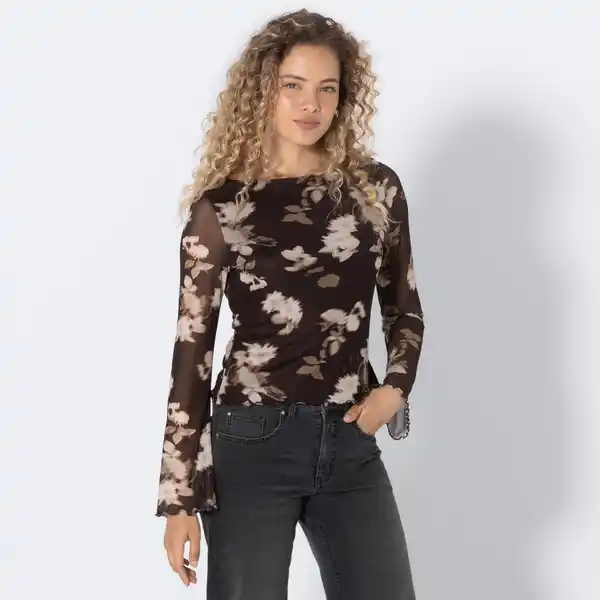 Bild 1 von Damen-Mesh-Shirt mit Trompetenärmeln