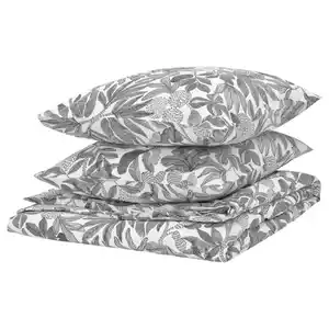 BROKDRACENA Bettwäsche-Set, 3-teilig, weiß/schwarz, 240x220/80x80 cm