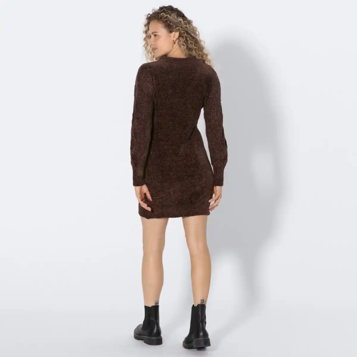 Bild 4 von Damen-Chenille-Strickkleid mit Zopfstickmuster