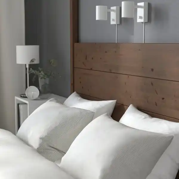 Bild 4 von YTTERVÅG Himmelbettgestell, graubraun/Leirsund, 180x200 cm