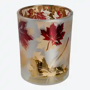Kerzenglas mit Herbstmotiv