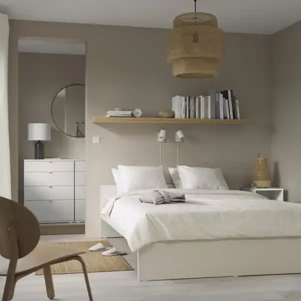 Bild 2 von VIHALS Bettgestell+Mittelbal/Federholzrahm, weiß/Luröy, 140x200 cm