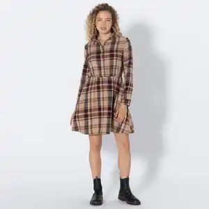 Damen-Flanell-Kleid mit Knopfleiste