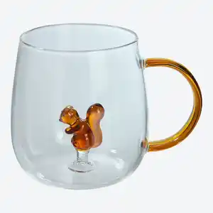 Glasbecher aus Borosilikatglas mit Tierfigur, 7,3x9x9cm
