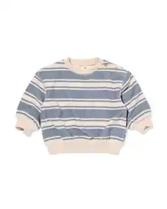 Baby-Sweatshirt, Frottee, gestreift blau