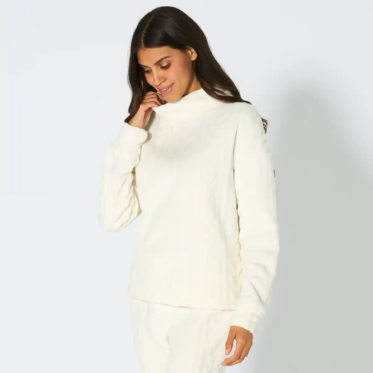 Bild 1 von Damen-Homewear-Oberteil mit Zopfstrickmuster