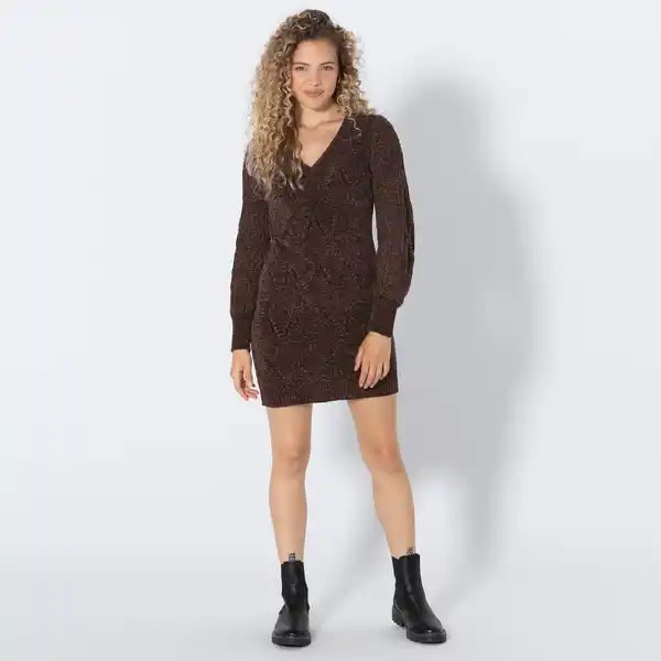 Bild 1 von Damen-Chenille-Strickkleid mit Zopfstickmuster
