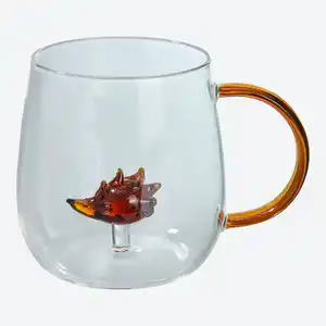 Glasbecher aus Borosilikatglas mit Tierfigur, 7,3x9x9cm