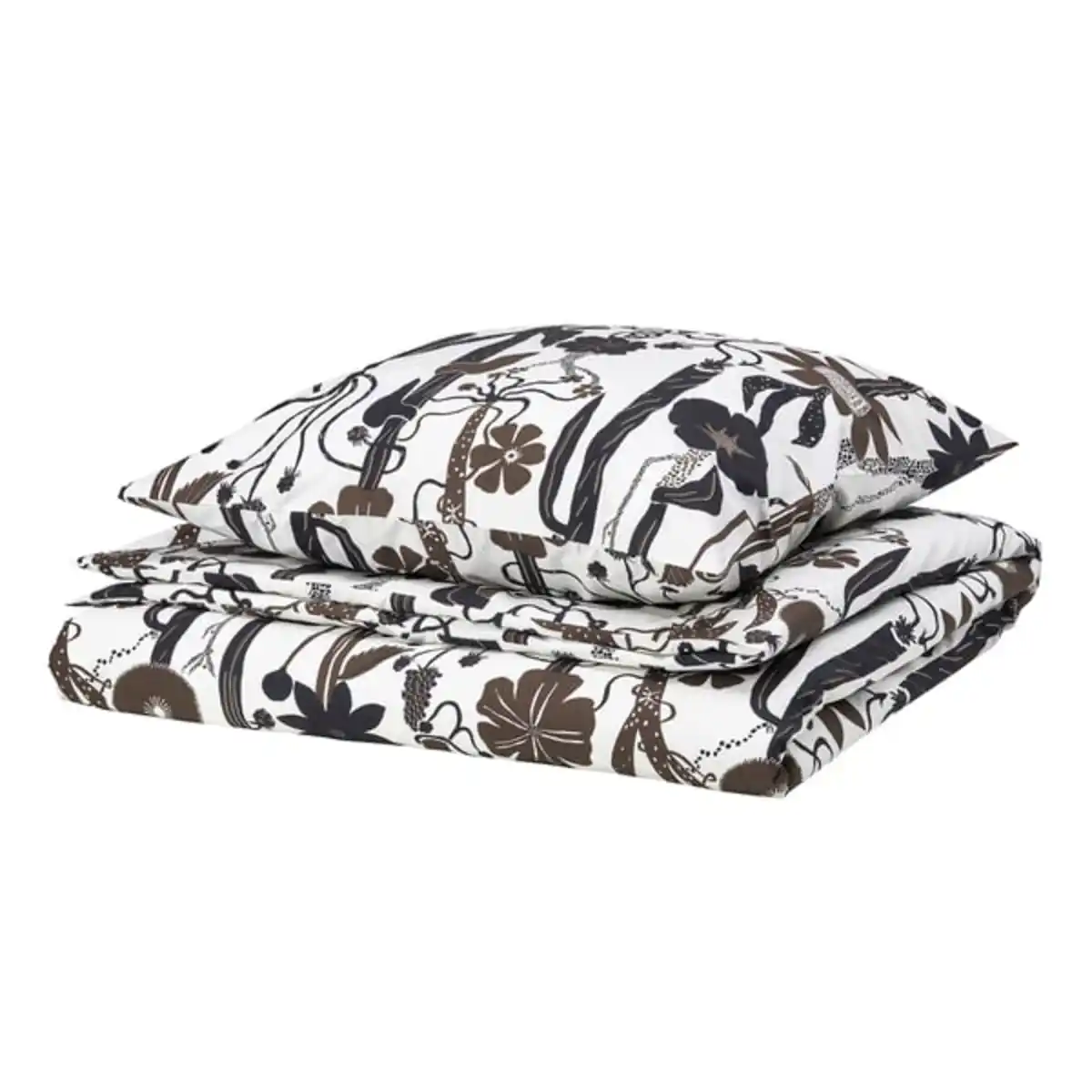 Bild 1 von LUNDSKAFTING Bettwäsche-Set, 2-teilig, weiß/schwarz/braun, 140x200/80x80 cm
