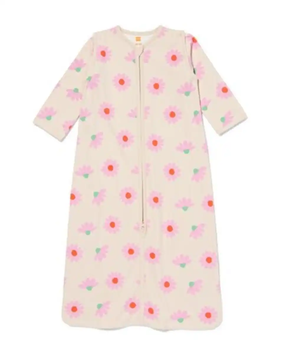 Bild 1 von Baby-Schlafsack mit abnehmbaren Ärmeln aus Baumwolle, 0,5 TOG, Blumen rosa