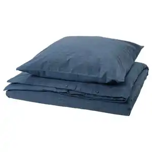 DOFTAKLEJA Bettwäsche-Set, 2-teilig, dunkelblau/hellbraun, 140x200/80x80 cm