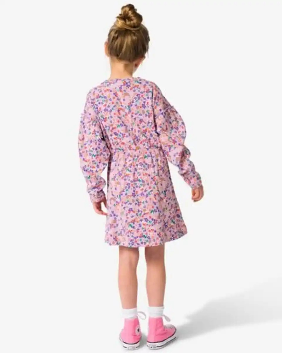 Bild 4 von Kinderkleid gerippt mit Blumen lavendel